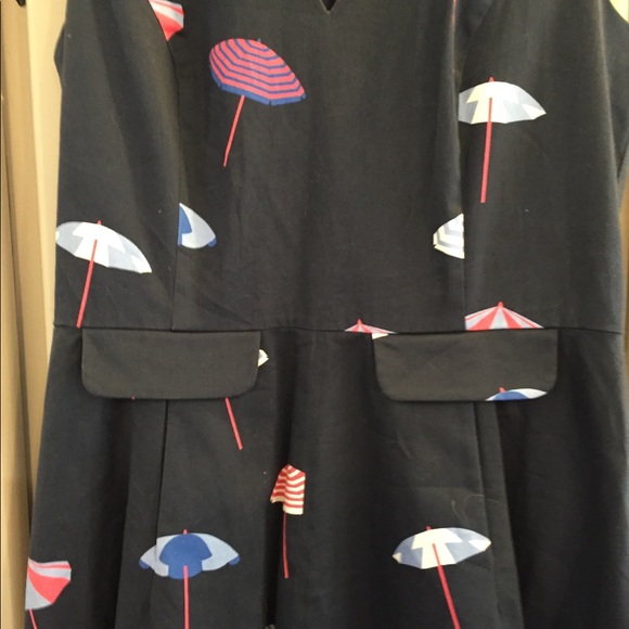 Draper James Navy Umbrella Circle Love Dress Sz 6 - Picture 3 of 8